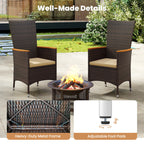 Outdoor Dining Set for 6 Patio Wicker Armchairs and Acacia Wood Table