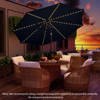 10 Feet Patio Umbrella with 112 Solar Lights and Crank Handle
