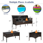 3 Pieces Patio Furniture Sectional Set with 5 Cozy Cushions