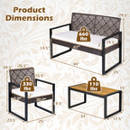4-Piece Patio Set with Acacia Coffee Table and Wicker Chairs for Backyard