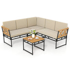 4 Pieces Patio L-Shaped Sofa Set with Cushions and Side Table