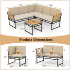 4 Pieces Patio L-Shaped Sofa Set with Cushions and Side Table