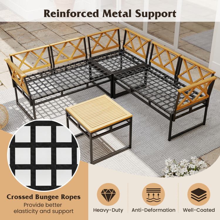 4 Pieces Patio L-Shaped Sofa Set with Cushions and Side Table