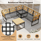 4 Pieces Patio L-Shaped Sofa Set with Cushions and Side Table
