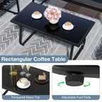 4 Pieces Patio Furniture Set Fabric Lawn Chairs and Loveseat with Glass Coffee Table