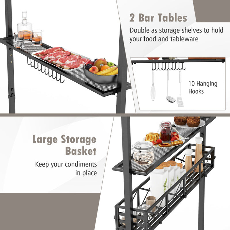 8 X 5 Feet Outdoor Grill Gazebo with 2 Side Shelves and 10 Hooks