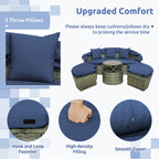 Outdoor PE Wicker round Daybed with Retractable Canopy and Cushions