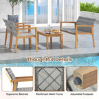 4-Piece Patio Furniture Set with Loveseat Single Chairs and Coffee Table
