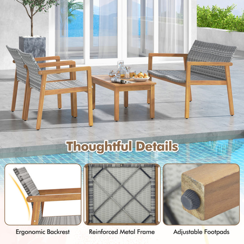 4-Piece Patio Furniture Set with Loveseat Single Chairs and Coffee Table
