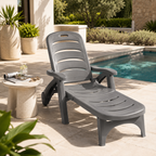 5-Position Outdoor Chaise Lounge Chair with Wheels | Folding Patio Reclining Lounger
