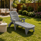 5-Position Outdoor Chaise Lounge Chair with Wheels | Folding Patio Reclining Lounger