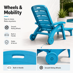 5-Position Outdoor Chaise Lounge Chair with Wheels | Folding Patio Reclining Lounger