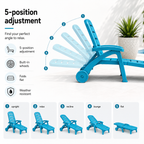 5-Position Outdoor Chaise Lounge Chair with Wheels | Folding Patio Reclining Lounger