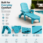 5-Position Outdoor Chaise Lounge Chair with Wheels | Folding Patio Reclining Lounger