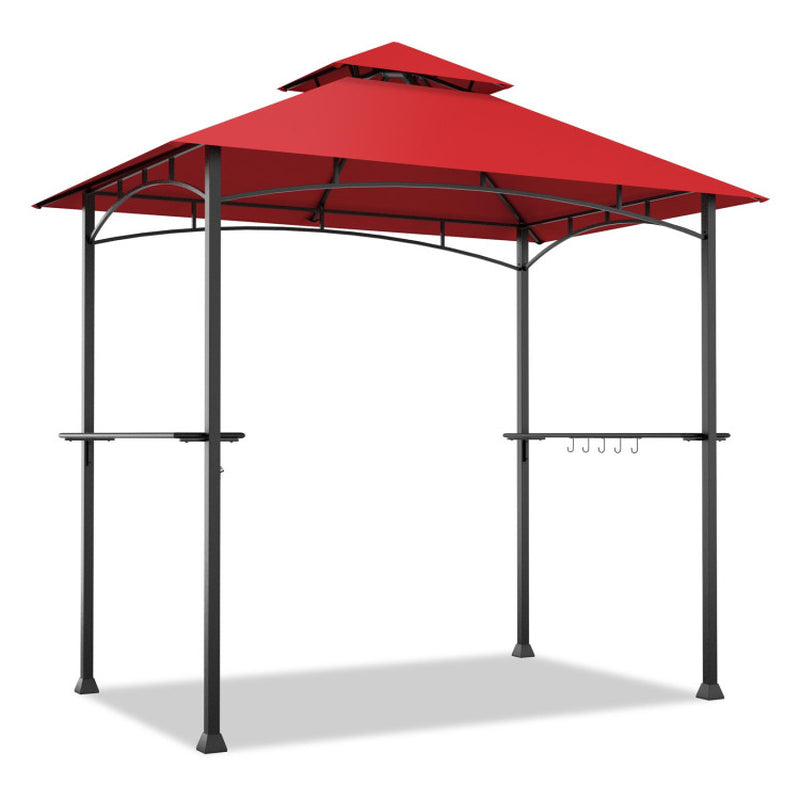 8 X 5 Feet Outdoor Grill Gazebo with 2 Side Shelves and 10 Hooks