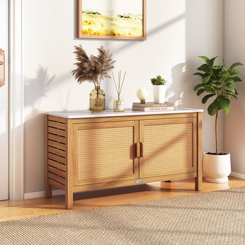 46 Gallon Acacia Wood Storage Bench Box for Patio Garden Deck