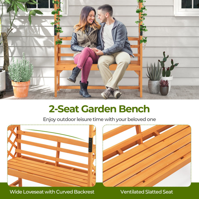 6.5 FT Tall Patio Garden Arbor with Pergola and 2-Seat Bench for Garden Backyard Decoration