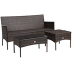 3 Pieces Patio Furniture Sectional Set with 5 Cozy Cushions