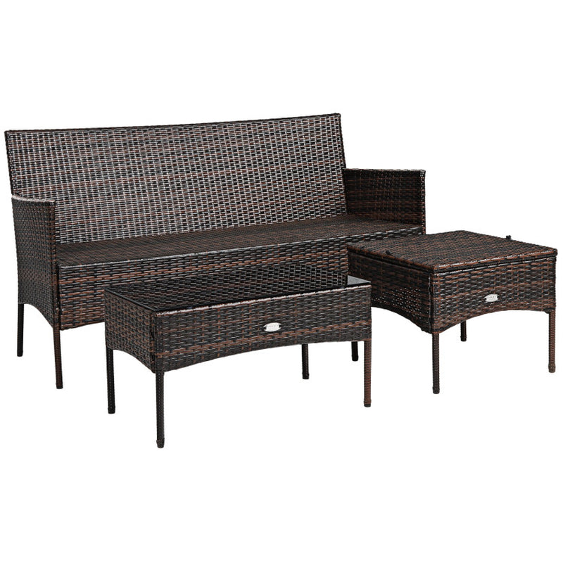 3 Pieces Patio Furniture Sectional Set with 5 Cozy Cushions