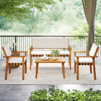 4 Piece Patio Furniture Set with Coffee Table for Backyard and Garden