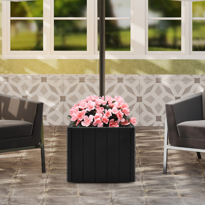 cheap vase to go around patio umbrella Tbpro Planter 2pcs Umbrella Planter Gray 11.41 * 11.41 * 4.72 inch Weatherproof with Drainage Holes Half-Circle Planter Pots with Umbrella Rod Hole for Patio Table : Patio, Lawn & Garden to 1.9 in Pellebant 30 lbs. Round Concrete