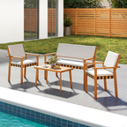 4 Piece Patio Furniture Set with Coffee Table for Backyard and Garden