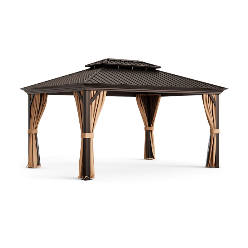 12' X 16' Double-Roof Hardtop Gazebo with Galvanized Steel Roof