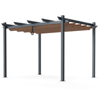 10 X 10 Feet Outdoor Pergola with Retractable Canopy and Metal Columns