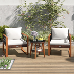 3 Pieces Patio Furniture Set with Tempered Glass Top Table and Soft Cushions