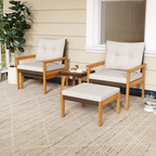 5 Piece Rattan Furniture Set with Square Coffee Table