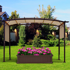 10 X 10 Feet Outdoor Pergola with Retractable Canopy and Metal Columns
