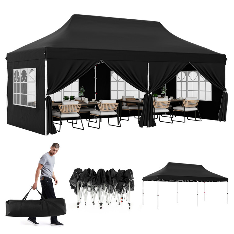 10 X 20 Feet Pop up Canopy with 6 Sidewalls Windows and Carrying Bag