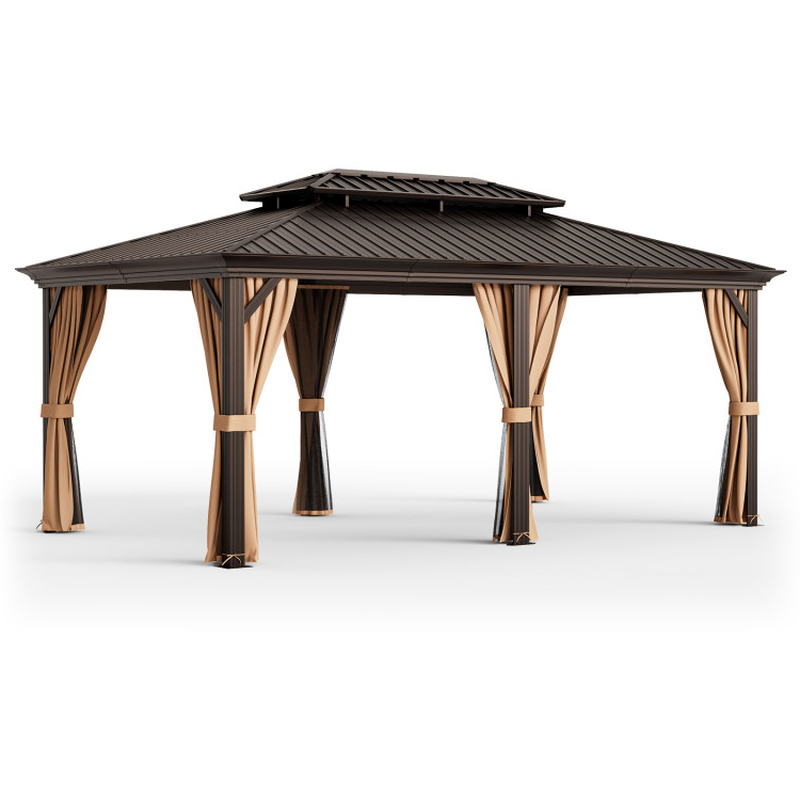 12' X 16' Double-Roof Hardtop Gazebo with Galvanized Steel Roof