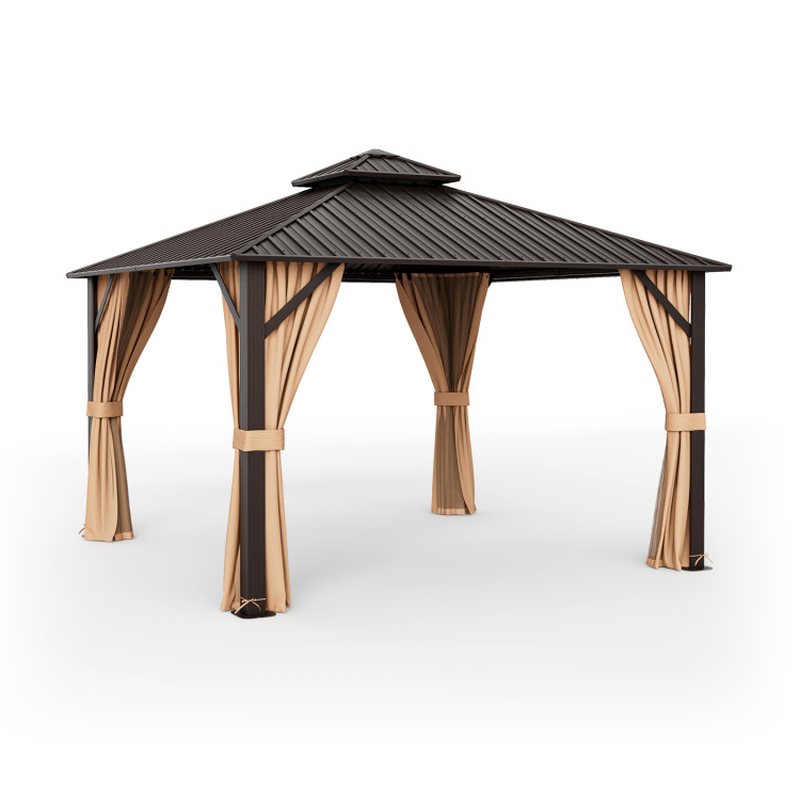 12' X 16' Double-Roof Hardtop Gazebo with Galvanized Steel Roof