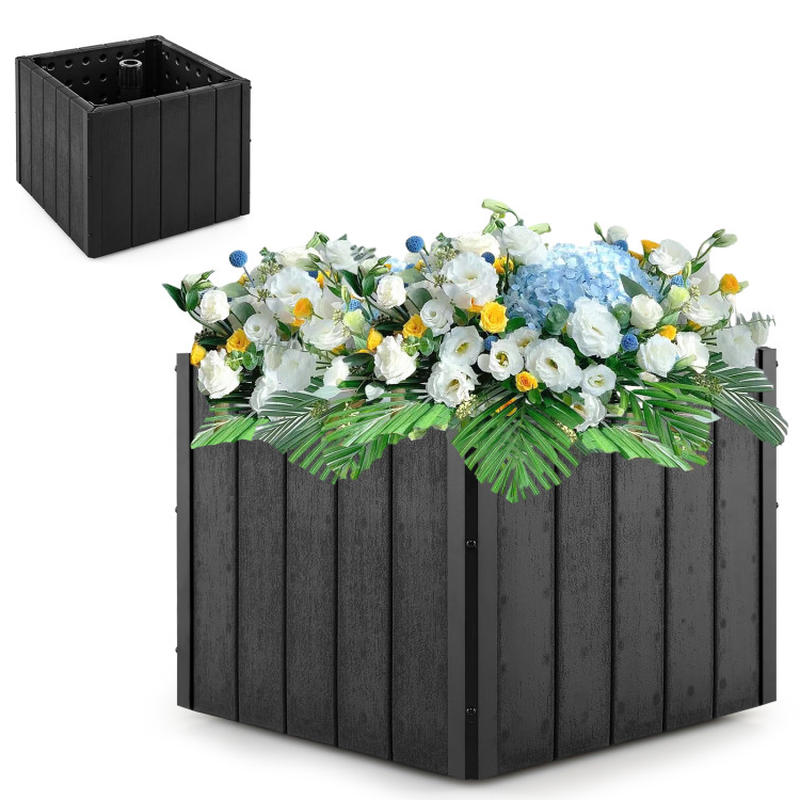 2-In-1 Outdoor Umbrella Base Planter Patio Umbrella Stand with Flower Box
