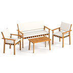 4 Piece Patio Furniture Set with Coffee Table for Backyard and Garden