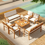 4 Piece Patio Furniture Set with Coffee Table for Backyard and Garden