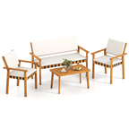 4 Piece Patio Furniture Set with Coffee Table for Backyard and Garden