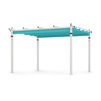 10 X 10 Feet Outdoor Pergola with Retractable Canopy and Metal Columns