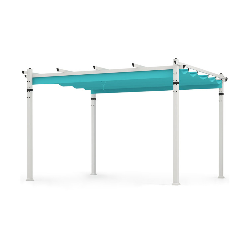 10 X 10 Feet Outdoor Pergola with Retractable Canopy and Metal Columns
