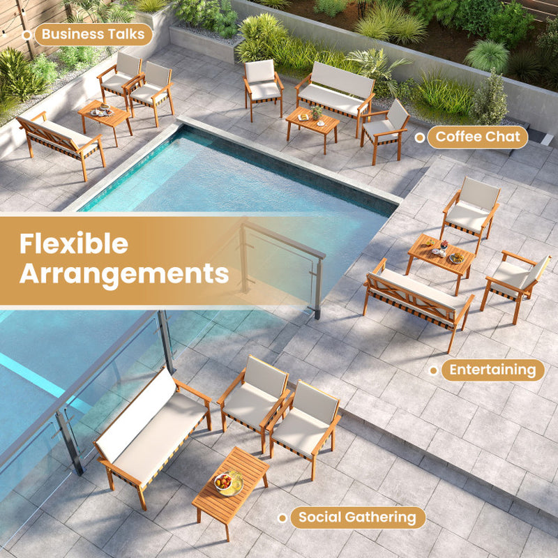 4 Piece Patio Furniture Set with Coffee Table for Backyard and Garden