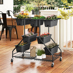 Vertical Raised Garden Bed with 7 Planter Boxes and Storage Baskets