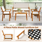 4 Piece Patio Furniture Set with Coffee Table for Backyard and Garden
