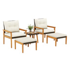 5 Piece Rattan Furniture Set with Square Coffee Table