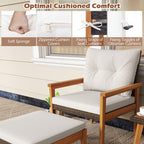 5 Piece Rattan Furniture Set with Square Coffee Table