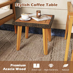 5 Piece Rattan Furniture Set with Square Coffee Table