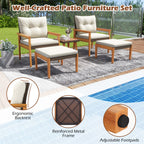 5 Piece Rattan Furniture Set with Square Coffee Table
