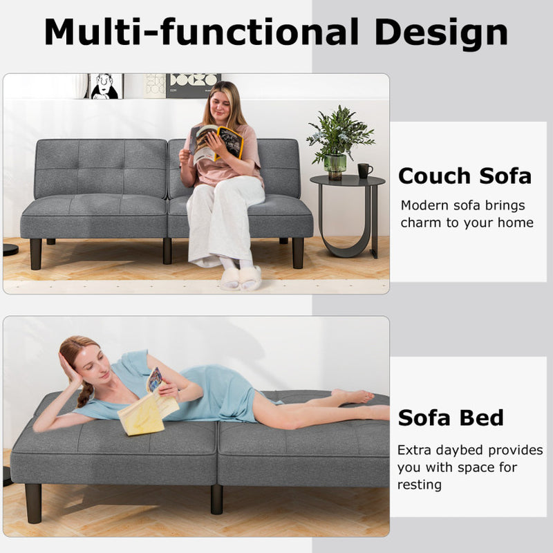 Convertible Folding Futon Sofa Bed with 6-Position Adjustable Backrest