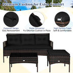 3 Pieces Patio Furniture Sectional Set with 5 Cozy Cushions