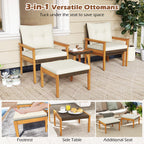 5 Piece Rattan Furniture Set with Square Coffee Table